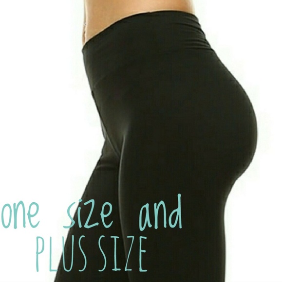 Plus Size Black Yoga Waist Buttery Soft Leggings - Picture 2 of 8